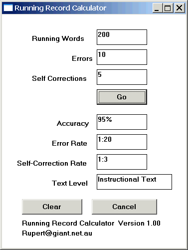 Running Record Calculator