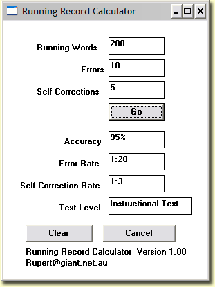 Running Record Callculator