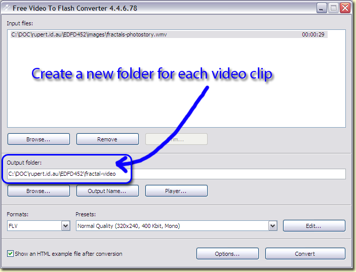 Create a new folder for each video clip