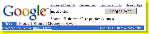 Google search for mobius strip