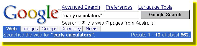 Google search for "early calculators"
