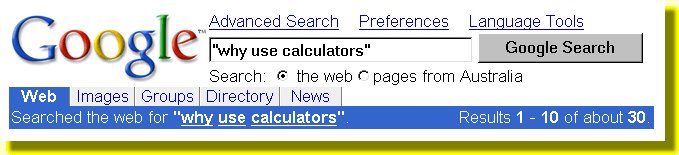 Google search for "why use calculators"