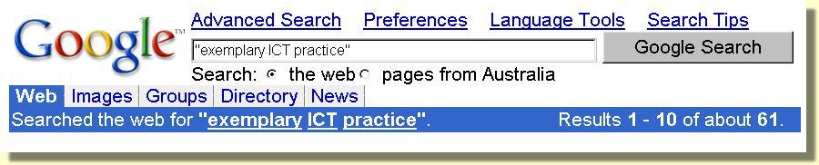 Google search for "exemplary ICT practice"