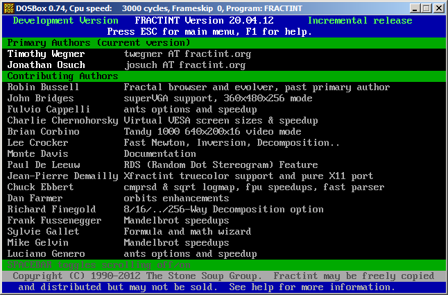 Fractint Intro Credits