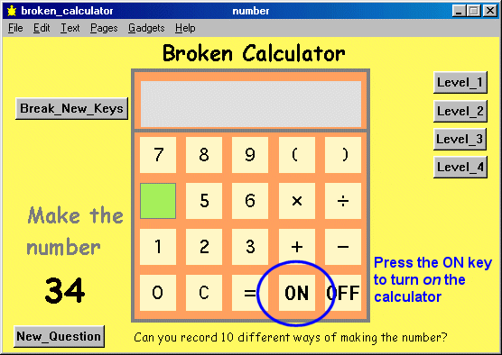 MicroWorlds Broken calculator