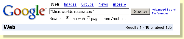 Google search for "Microworlds resources " 