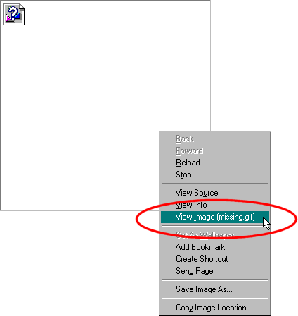 Right click on missing images