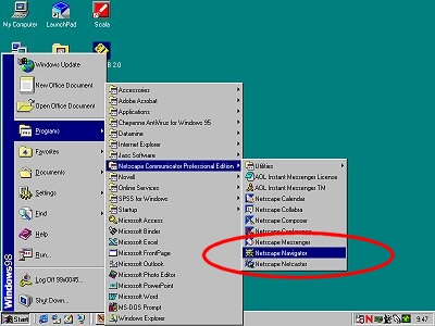 Start | Programs | Netscape Communicator Professional Edition | Netscape Navigator