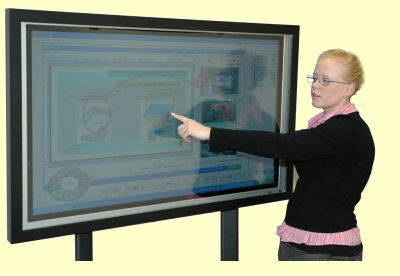 Plasma screen with touch overlay